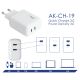 Další obrázek USB Nabíječka AK-CH-19 2x USB-C PD 5-12V / max. 3A 40W Quick Charge 3.0
