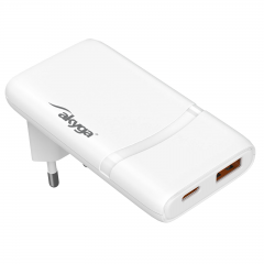USB Nabíječka AK-CH-31 USB-A + USB-C PD 5-20V / max. 3.25A 65W Quick Charge 4+ GaN