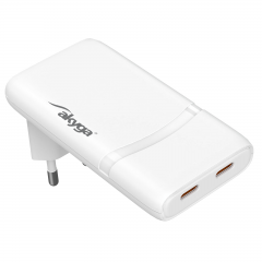 USB Nabíječka USB AK-CH-32 2x USB-C PD 5-20V / max. 3.25A 65W Quick Charge 4+ GaN