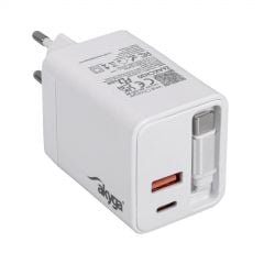 USB Nabíječka AK-CH-30 USB-A + 2x USB-C PD 5-20V / max. 3.25A 65W Quick Charge 3.0 GaN